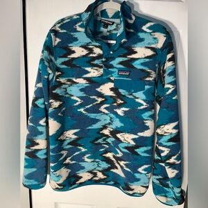 Women’s Patagonia Synchilla Snap-T Fleece Pullover Trout Tales Elwha Blue Medium